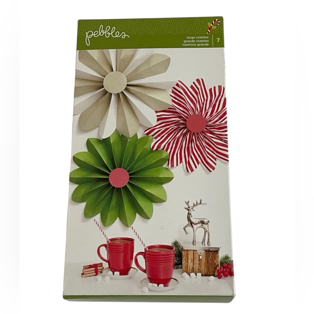 New PEBBLES Red White Green Gold Holiday Decor Paper Wall Fans